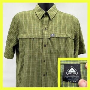 Vintage Nike ACG Shirt Mens Medium M Green Plaid Vented Hiking Gorpcore Y2K Rare